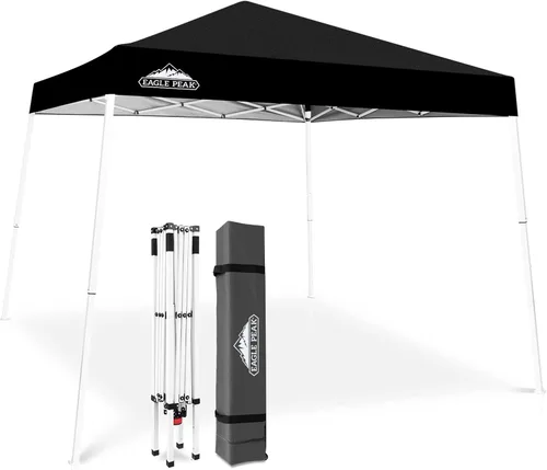 Vista 4 de Eagle Peak - Pérgola plegable (10.0 x 10.0 pies), patas inclinadas, de tela, para exteriores, fácil de montar, Negro
