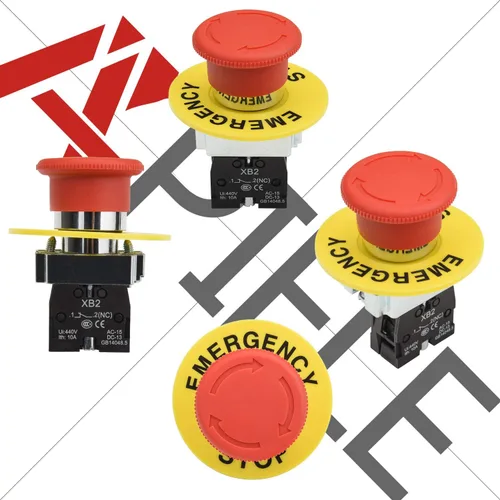Vista 3 de APIELE Interruptor de botón de parada de emergencia hongo rojo NC de 22 mm 600 V 10 A XB2-01ZS