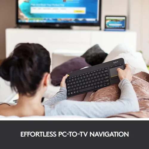 Vista 10 de Logitech K400 920-007119 Plus teclado táctil inalámbrico para TV conectado a computadora