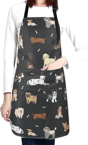 Vista 12 de Perinsto Delantal Impermeable para Mascotas Perros Gatos Animales Lindos con Babero para Aseo Cocina Horneado Pintura Jardinería