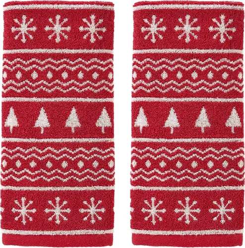 Vista 37 de SKL Home Toalla de baño de Navidad/Winter Fair Isle, color rojo