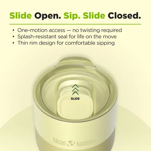 Vista 5 de Klean Kanteen Vaso de 8 oz Rise Lowball - Vaso aislado de acero inoxidable con tapa deslizante a prueba de salpicaduras, aislamiento al vacío