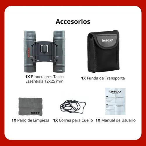 Vista 6 de Tasco TAS168125-BRK Essentials - Binoculares de 10 x 25 pulgadas, color negro