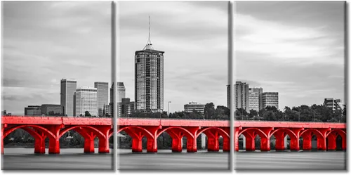 Vista 40 de TUMOVO Arte de pared en blanco y negro con paisaje urbano de Nueva York, decoración de pared de horizonte de Nueva York para sala de estar, puente