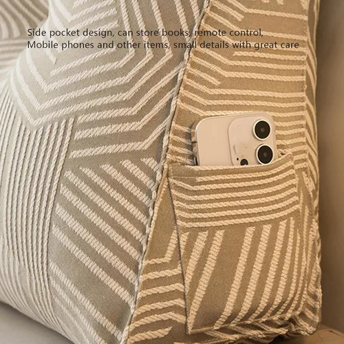 Vista 7 de Cojín triangular para mesita de noche, gran cabecero triangular con cuña para reposo en cama, almohada de lectura, respaldo y soporte de Azul