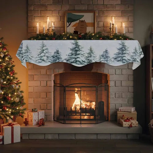 Vista 4 de Funda de bufanda de chimenea de Navidad, mantel superior, bufanda para Navidad, Halloween, Acción de Gracias, otoño, decoración de interiores