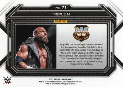 Vista 2 de 2023 Panini Prizm WWE #71 Triple H Legend Wrestling Trading Card