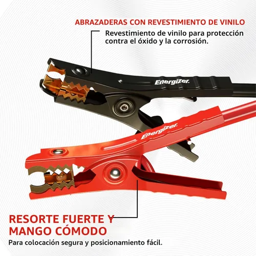 Vista 2 de Energizer Cables de puente para batería de automóvil, cables de refuerzo automotrices resistentes para arrancar baterías muertas o débiles con bolsa