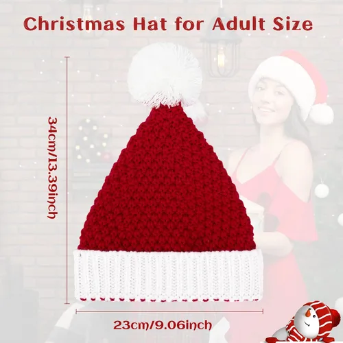Vista 6 de American Trends Gorro de Papá Noel, gorro de Navidad cálido para invierno, gorro holgado de punto trenzado para adultos, mujeres y hombres, fiesta