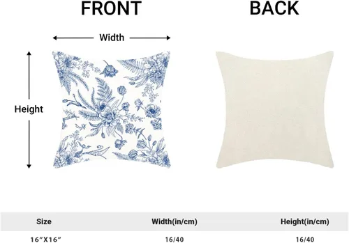 Vista 5 de CXMEIFLY Juego de 2 fundas de almohada de hojas florales de primavera de 16 x 16 pulgadas, para decoración de flores chinoiserie, almohadas