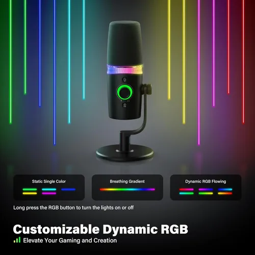 Vista 6 de Micrófono dinámico USB/XLR para juegos Streaming Podcast Grabación PC Mic