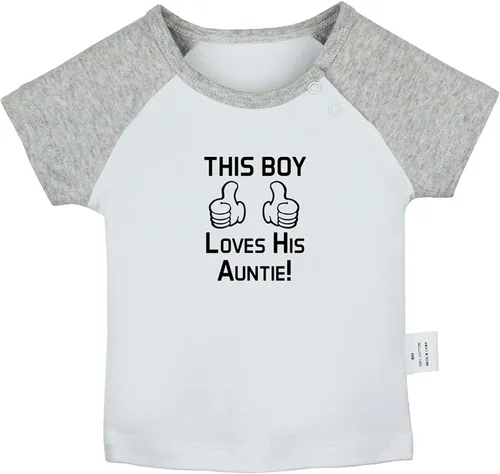 Vista 3 de Pack of 2, This Boy Loves His Auntie & I Make Nana's Heart Full Funny Tshirt, Newborn Infant Baby T-Shirts Graphic Tee Tops