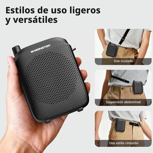Vista 8 de Monster Amplificador de voz Phonic 20, amplificador de voz portátil de 15 W para profesores, altavoz Bluetooth 6.0 PA con micrófono con cable