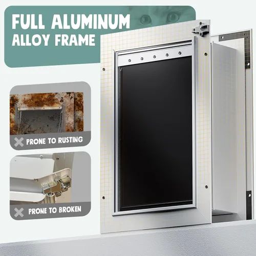 Vista 3 de Puerta de perro de 3 solapas para pared, puerta grande de aleación de aluminio, puerta para mascotas de montaje en pared para perros con 2
