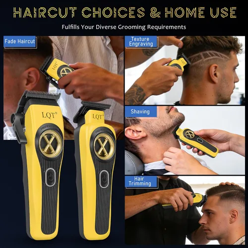 Vista 6 de Cortapelos profesionales recargables para hombres, juego de cortapelos inalámbrico de 9000 RPM con recortador, estuche y potente motor para cortar