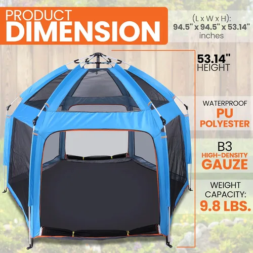 Vista 3 de Serenelife ON-The GO - Paquete y juego para bebés y niños pequeños, corralito de juegos compacto, portátil, ligero, plegable, para interiores