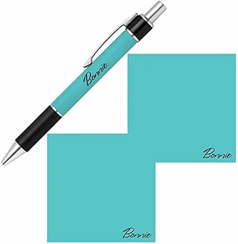 Vista 13 de Juego de notas adhesivas con nombre personalizado y bolígrafo, blocs de notas de papel de papelería personalizados, suministros de fiesta escolar
