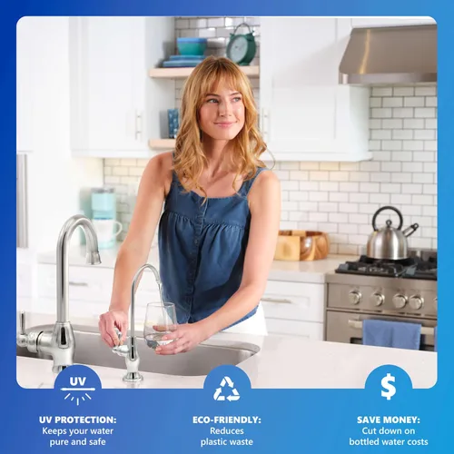 Vista 9 de Express Water Sistema de filtración de agua de ósmosis inversa ultravioleta - Filtro de agua UV RO de 6 etapas con grifo y tanque - Filtro de agua