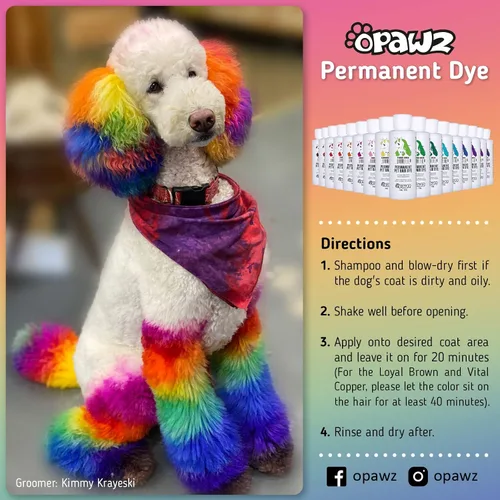 Vista 3 de OPAWZ Tinte permanente para el pelo de los perros, tinte para el pelo de las mascotas utilizado de forma segura por salones de aseo durante una