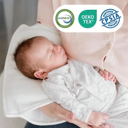 Vista 6 de Almohada para el brazo de alimentación del bebé, funda extraíble CertiPUR-US Certified, Central Head Indent, Breathable 3D Mesh, For Ages 0-12