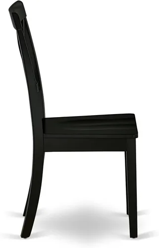 Vista 12 de East West Furniture AMBO3-BCH-W Juego de mesa y sillas de cocina de 3 piezas contiene una mesa de comedor redonda con pedestal y 2 sillas de asiento