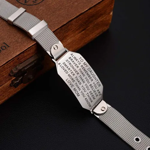 Vista 5 de FALOGIJE Regalos de cumpleaños para hija, pulsera inspiradora para hija, joyería con texto en inglés "I Love You", regalos para graduación, Navidad