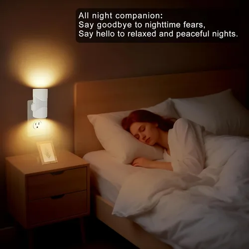 Vista 7 de easuntec Luz Nocturna, Luces Nocturnas Enchufables en la Pared, Luz Nocturna LED Cálida, Sensor de Luz de Atardecer a Amanecer, 3 Modos de Luz