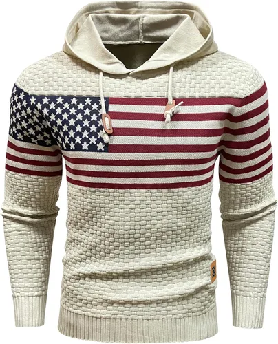 Vista 2 de Zaitun Sudadera con capucha para hombre, de manga larga, de punto sólido, suéter con capucha
