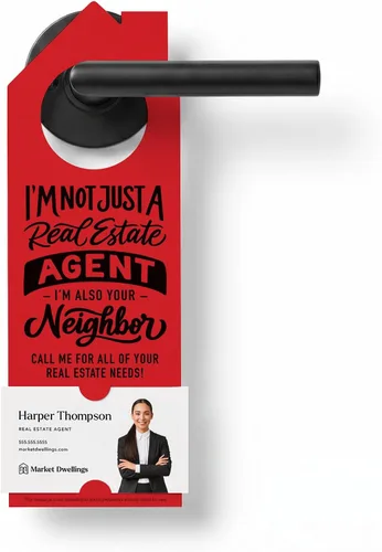 Vista 15 de Market Dwellings Perchas de puerta de bienes raíces para agentes – "I'm Not Just a Real Estate Agent, I'm Also Your Neighbor" – Perchas de puerta