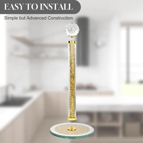 Vista 5 de Soporte decorativo para toallas de papel, dispensador de toallas de papel de cristal dorado, soporte para rollo de papel higiénico de decoración
