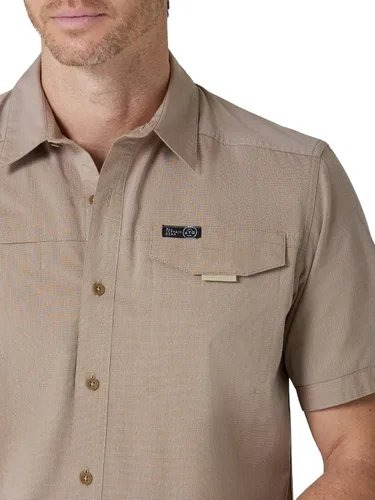 Vista 5 de ATG by Wrangler Camisa de manga corta con bolsillo asimétrico con cremallera para hombre