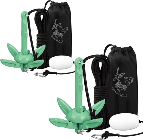 Vista 37 de Lounsweer Paquete de 2 anclajes de kayak marino de 1.5/3.5 libras, kit de anclaje plegable para barco, kayak, pesca, accesorios para botes pequeños