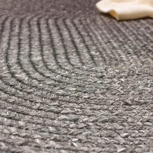 Vista 5 de Alfombra trenzada para interiores y exteriores, para cocina/sala de estar, reversible, lavable, color gris y negro, 4 x 6 pies, ovalada