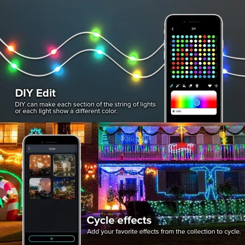 Vista 8 de LUXONIC Luces de hadas con control de aplicación inteligente, 2 luces LED RGB parpadeantes de 32.5 pies para dormitorio, tira de luces