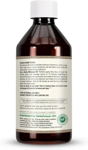 Vista 2 de Herbsforever Glow Kaya Oil - Aceite Gloris - Mantiene la humedad de la piel y el brillo - Aceite premium prensado en frío - Sin OMG, orgánico