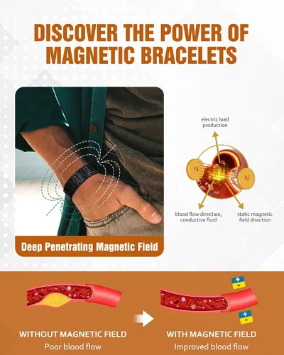 Vista 5 de Jecanori Pulseras magnéticas de cobre para hombres, pulsera magnética ultra fuerte, regalos de joyería con herramienta