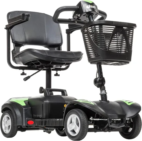 Vista 2 de Drive Medical Scout - Vespa compacta del poder del viaje, diseño de 4 ruedas El scooter compacto de viaje ofrece un diseño ligero de 4 ruedas