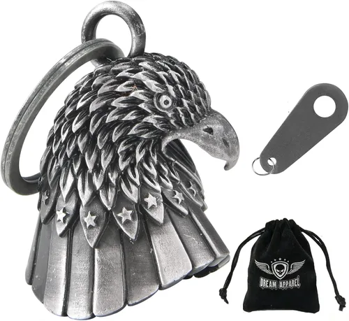 Vista 37 de Dream Apparel Campanas de motocicleta para motociclistas, accesorios de campanas pesadas y llavero para la suerte