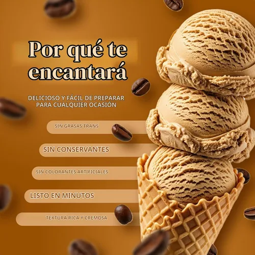 Vista 3 de Triple Scoop Mezcla de helado de café, gourmet, lista en 5 minutos, 1