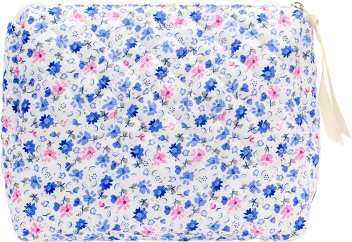 Vista 50 de PAZIMIIK - Bolsa de maquillaje de algodón para mujer, grande, acolchada para viaje, Rosa (Bow Pink), Vintage