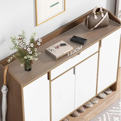 Vista 3 de OLOTU Zapatero simple para almacenamiento de zapatos, entrada de casa con 4 puertas, estante de almacenamiento de gran capacidad, estante de zapatos