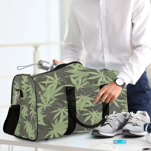 Vista 7 de Marihuana Ganja Weed - 343903397 - Bolsa de viaje plegable para gimnasio, bolsa de viaje grande para hombres y mujeres, yoga durante la noche, fin