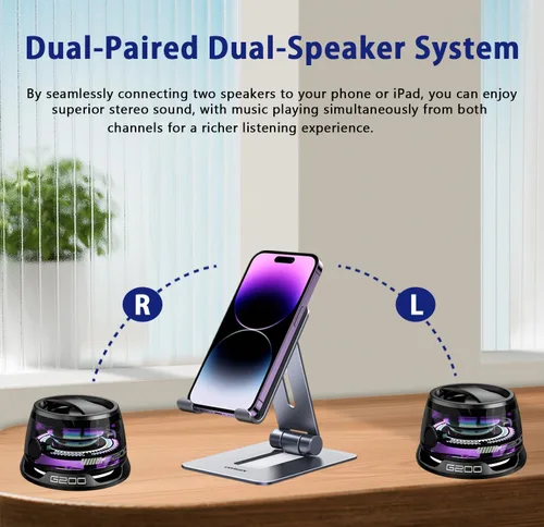 Vista 4 de Yaslayp Altavoz Bluetooth magnético multifuncional G200 con luz RGB, altavoz magnético inalámbrico impermeable para teléfonos, tabletas