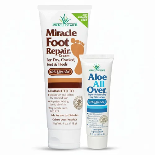 Vista 14 de Miracle Foot Repair Cream, (1 onza/3 unidades) repara talones y pies secos agrietados, 60% ultraaloe puro hidrata, suaviza y repara