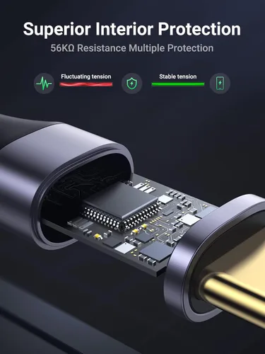 Vista 4 de UGREEN Cable USB a USB C 3.0 Cable USB C 3.0 de transferencia de datos de 5 Gbps tipo C, cable trenzado de nailon de carga rápida para Android