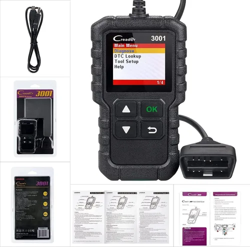 Vista 5 de LAUNCH - Escáner de diagnóstico automotriz Creader 3001 OBD2 de luz del motor, sensor de O2, lector de código OBD para todos los vehículos