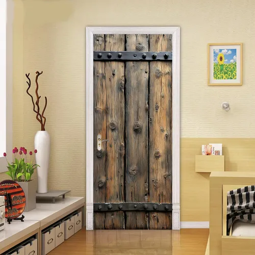 Vista 23 de Adhesivos 3D para puerta, murales para despegar y pegar, puerta de madera, papel tapiz autoadhesivo, extraíble, PVC, impermeable, póster para Puerta