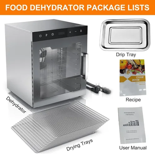 Vista 4 de Deshidratador de alimentos para carne, 10 bandejas de 800 W, secadora eléctrica de alimentos para el hogar, deshidratador comercial
