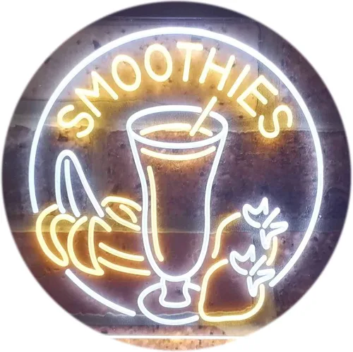 Vista 16 de ADVPRO Smoothies Fruit Drink Shop Señal de neón LED de doble color azul y rojo 24 "x 16" st6s64-i3343-br