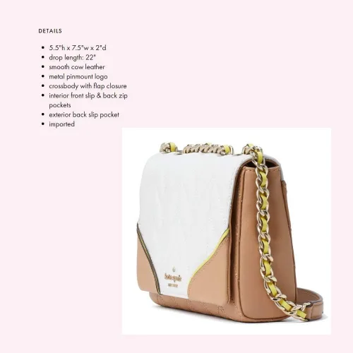 Vista 6 de Kate Spade New York Briar Lane Quilted Mini Emelyn Bolso de hombro para mujer (White Dove Multi), blanco (White Dove)